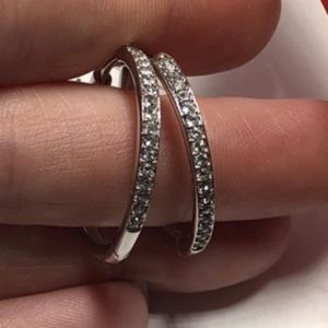 - 18k White GP Hoops with Swavorski crystals